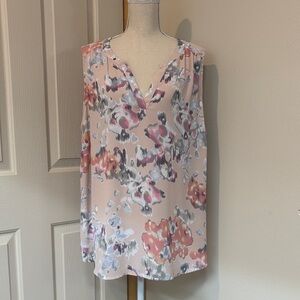 Floral Sleeveless Women's Top - Pink and Gray